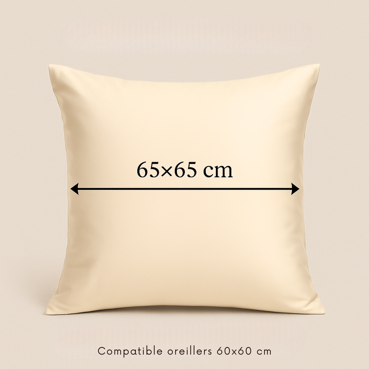 Illustration taille taie en soie 65x65