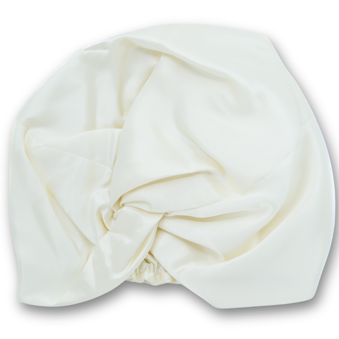 Turban Femme Pure Soie Blanc Cassé