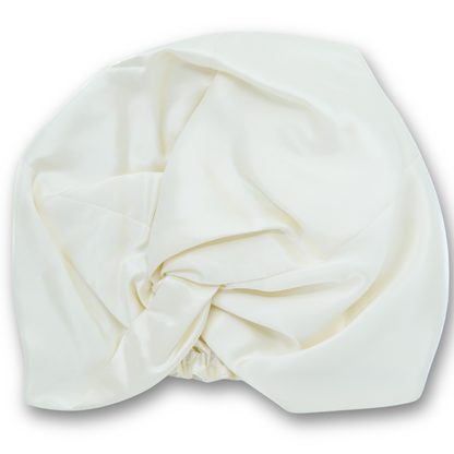 Turban Femme Pure Soie Blanc Cassé