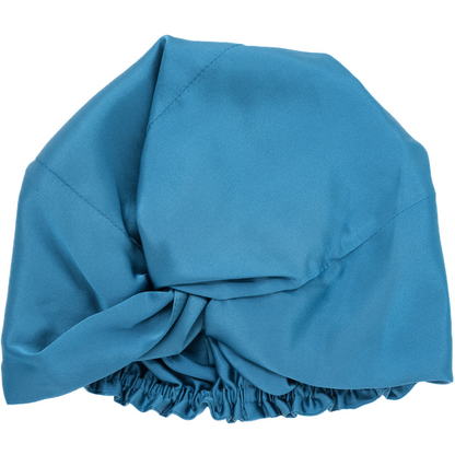 Turban Femme Pure Soie Bleu Paon