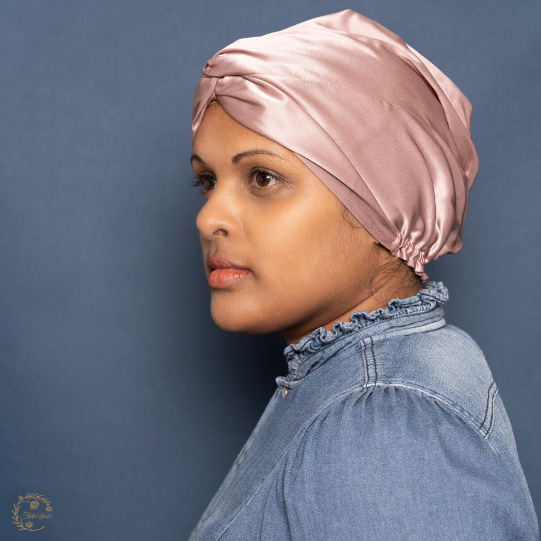 Turban Femme Pure Soie Rose Foncé