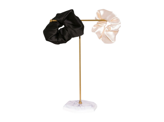 chouchous soie noir et champagne