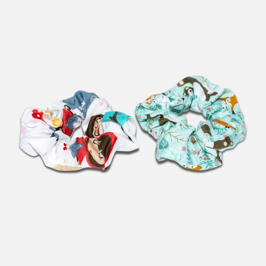 lot de deux chouchous imprimé en coton posés à plat