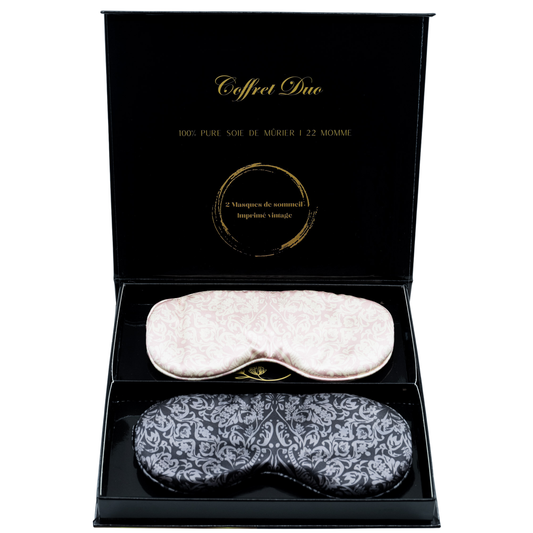 Coffret Duo Masques de sommeil en soie vintage.